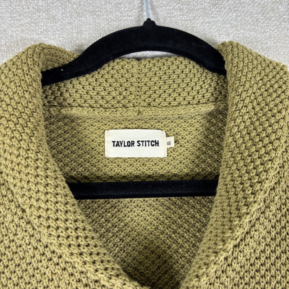 Taylor Stitch Crawford Cardigan Sweater 46 XL Olive Green Knit Cotton - Picture 2 of 6